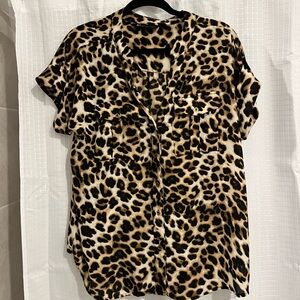 New York & Company Animal Print Button-Down Shirt